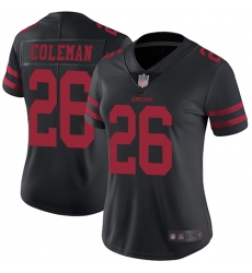 Women 49ers 26 Tevin Coleman Black Alternate Stitched Football Vapor Untouchable Limited Jersey