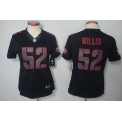 Women Nike San Francisco 49ers 52 Patrick Willis Black Jerseys[Impact Limited]