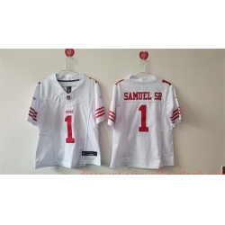 Women San Francisco 49ers 1 Deebo Samuel Sr  White F U S E Vapor Untouchable Stitched Jersey