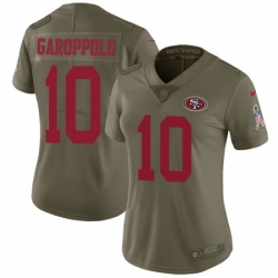 Womens Nike San Francisco 49ers 10 Jimmy Garoppolo Limited Olive 2017 Salute to Service NFL Jersey