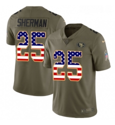 Youth Nike San Francisco 49ers 25 Richard Sherman Limited OliveUSA Flag 2017 Salute to Service NFL Jersey