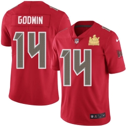 Men Nike Tampa Bay Buccaneers 14 Chris Godwin Red Men Super Bowl LV Champions Patch Stitched NFL Limited Rush Jersey