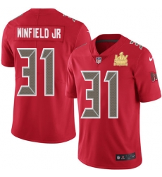 Men Nike Tampa Bay Buccaneers 31 Antoine Winfield Jr  Red Men Super Bowl LV Champions Patch Stitched NFL Limited Rush Jersey