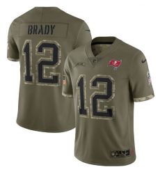 Men Tampa Bay Buccaneers 12 Tom Brady Olive 2022 Salute To Service Limited Stitched Jersey