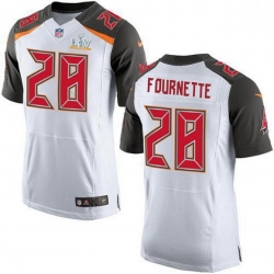 Men Tampa Bay Buccaneers 28 Leonard Fournette White Men Super Bowl LV Bound Stitched NFL New Elite Jersey