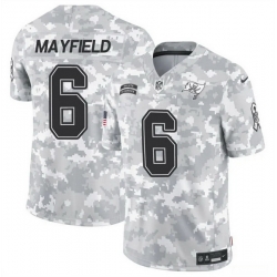 Men Tampa Bay Buccaneers 6 Baker Mayfield 2024 F U S E Arctic Camo Salute To Service Limited Stitched Football Jersey