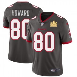 Men Tampa Bay Buccaneers 80 O  J  Howard Men Super Bowl LV Champions Patch Nike Pewter Alternate Vapor Limited Jersey