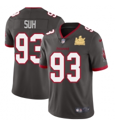 Men Tampa Bay Buccaneers 93 Ndamukong Suh Men Super Bowl LV Champions Patch Nike Pewter Alternate Vapor Limited Jersey