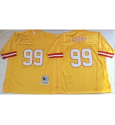 Men Tampa Bay Buccaneers 99 Warren Sapp Yellow M&N Throwback Jersey