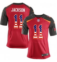 Mens Nike Tampa Bay Buccaneers 11 DeSean Jackson Elite Red Home USA Flag Fashion NFL Jersey