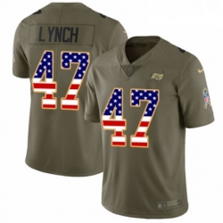 Mens Nike Tampa Bay Buccaneers 47 John Lynch Limited OliveUSA Flag 2017 Salute to Service NFL Jersey