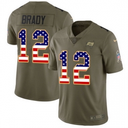 Nike Buccaneers 12 Tom Brady Olive USA Flag Men Stitched NFL Limited 2017 Salute To Service Jersey