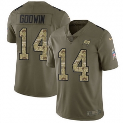 Nike Buccaneers 14 Chris Godwin Olive Camo Men Stitched NFL Limited 2017 Salute To Service Jersey