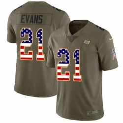 Nike Buccaneers 21 Justin Evans Olive USA Flag Men Stitched NFL Limited 2017 Salute To Service Jersey