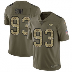 Nike Buccaneers 93 Ndamukong Suh Olive Camo Men Stitched NFL Limited 2017 Salute To Service Jersey