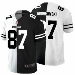 Tampa Bay Buccaneers 87 Rob Gronkowski Men Black V White Peace Split Nike Vapor Untouchable Limited NFL Jersey