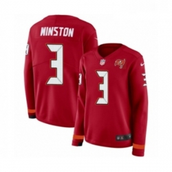 Womens Nike Tampa Bay Buccaneers 3 Jameis Winston Limited Red Therma Long Sleeve NFL Jersey