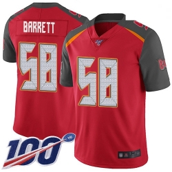 Youth Buccaneers 58 Shaquil Barrett Red Team Color Stitched Football 100th Season Vapor Limited Jersey