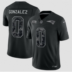 Men New England Patriots  0 Christian Gonzalez Black F U S E  2026 Salute to Service Limited Stitched Football Jersey
