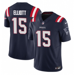 Men New England Patriots 15 Ezekiel Elliott Navy 2023 F U S E  Vapor Limited Stitched Football Jersey