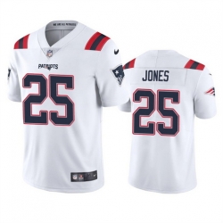 Men New England Patriots 25 Marcus Jones White Vapor Untouchable Limited Stitched Jersey