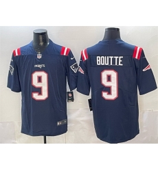 Men New England Patriots 9 Kayshon Boutte Navy Vapor Limited Stitched Football Jersey