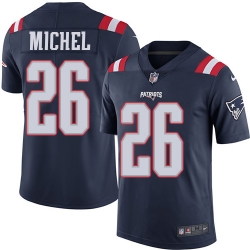 Men Nike Patroits #26 Sony Michel Navy Blue Rush Vapor Untouchable Limited Jersey