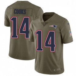 Mens Nike New England Patriots 14 Brandin Cooks Limited Olive 2017 Salute to Service NFL Jersey