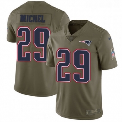 Mens Nike New England Patriots 29 Sony Michel Limited Olive 2017 Salute to Service NFL Jersey