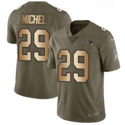 Mens Nike New England Patriots 29 Sony Michel Limited Olive Gold 2017 Salute to Service NFL Jersey