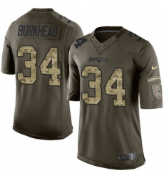 Mens Nike New England Patriots 34 Rex Burkhead Limited Green Salute to Service NFL Jersey