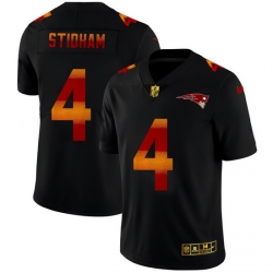 New England Patriots 4 Jarrett Stidham Men Black Nike Red Orange Stripe Vapor Limited NFL Jersey