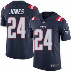 Nike Patriots #24 Cyrus Jones Navy Blue Mens Stitched NFL Limited Rush Jersey