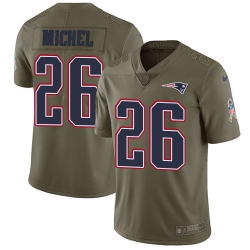 Nike Patriots #26 Sony Michel Olive Mens Stitched NFL Limited 2017 Salute To Service Jersey