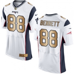 Nike Patriots #88 Martellus Bennett White Mens Stitched NFL New Elite Gold Jersey