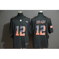 Patriots 12 Tom Brady 2019 Black Salute To Service USA Flag Fashion Limited Jersey