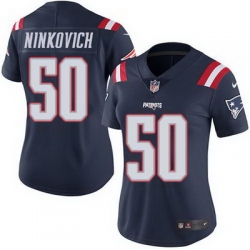 Nike Patriots #50 Rob Ninkovich Navy Blue Womens Stitched NFL Limited Rush Jersey