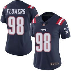 Nike Patriots #98 Trey Flowers Navy Blue Womens Stitched NFL Limited Rush Jersey