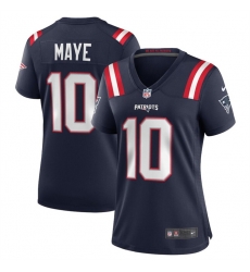 Women New England Patriots 10 Drake Maye 2024 Draft Navy Stitched Jersey