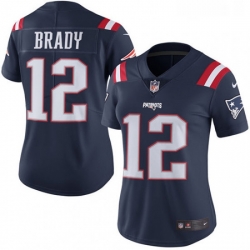 Womens Nike New England Patriots 12 Tom Brady Limited Navy Blue Rush Vapor Untouchable NFL Jersey