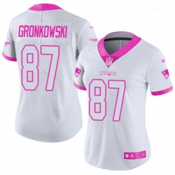 Womens Nike New England Patriots 87 Rob Gronkowski Limited WhitePink Rush Fashion NFL Jersey