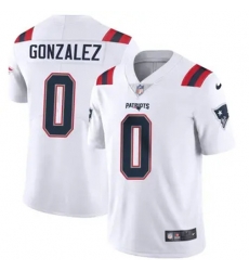 Youth New England Patriots 0 Christian Gonzalez White Stitched Vapor Limited Jerseys