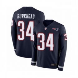 Youth Nike New England Patriots 34 Rex Burkhead Limited Navy Blue Therma Long Sleeve NFL Jersey