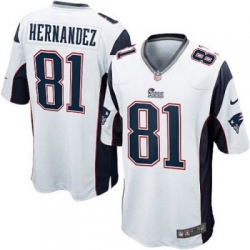 Youth Nike New England Patriots 81# Aaron Hernandez Game White Jerseys