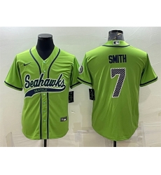 Men Seattle Seahawks 7 Geno Smith Green With Patch Cool Base Stitched Baseball Jersey