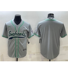 Men Seattle Seahawks Blank Grey With Patch Cool Base Stitched Baseball Jersey