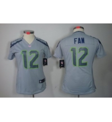 Women Nike Seattle Seahawks 12# Fan Grey Color NFL LIMITED Jerseys