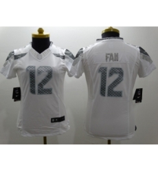 Women Nike Seattle Seahawks #12 Fan Platinum White Jerseys