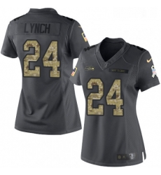 Womens Nike Seattle Seahawks 24 Marshawn Lynch Limited Black 2016 Salute to Service NFL Jersey