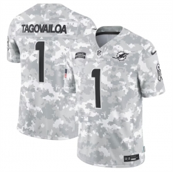 Men Miami Dolphins 1 Tua Tagovailoa 2024 Arctic Camo Salute To Service Limited Stitched Football Jersey